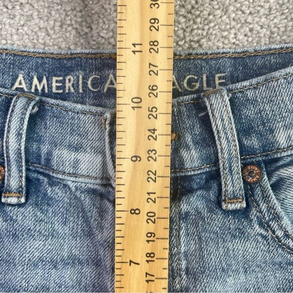 American Eagle 90's Boyfriend Denim Shorts Women's 00 Blue High Rise Ripped - Picture 7 of 9